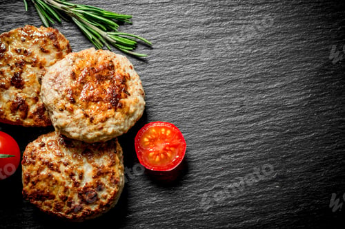 Preview: Cutlets with rosemary and tomatoes.