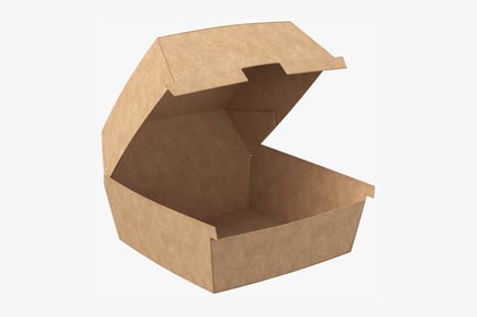 Preview: Opened Hamburger Packaging, Brown Cardboard Box