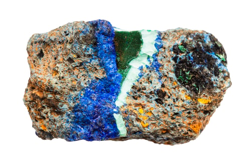 Preview: uncut raw azurite and malachite mineral isolated