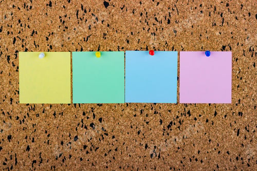 Preview: cork board with blank notes. blank notes for copy space