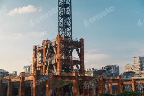 Preview: Construction site against blue sky in Taipei, Taiwan