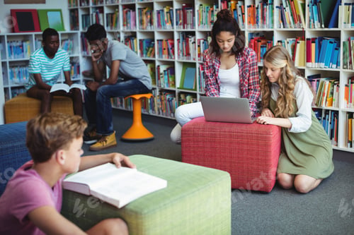Preview: Attentive students studying in library