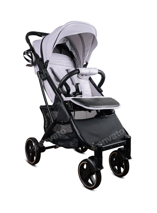 Preview: Modern Gray and Black Baby Stroller on White