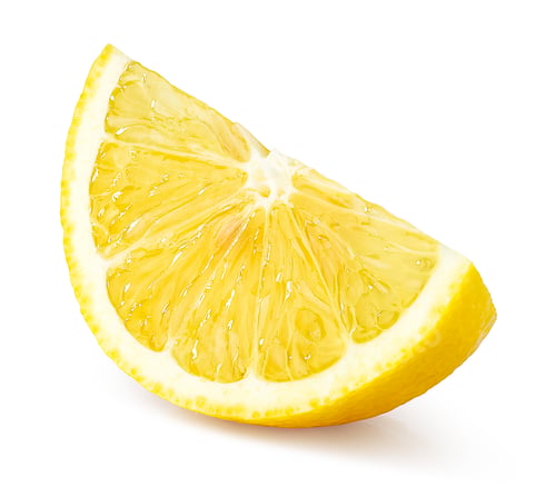 Preview: Slice of fresh ripe lemon fruit isolated on white background