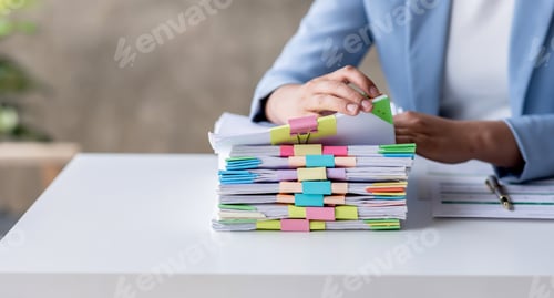 Preview: Business Documents, Auditor businesswoman checking searching document legal prepare paperwork or rep