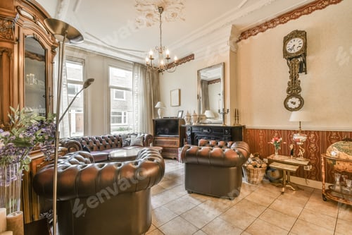 Ornate Living Room with Classic Furniture and Decor