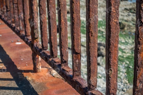 Preview: A Closeup Shot Of A Rusted Fence Near The Water In West Seattle, Washington.