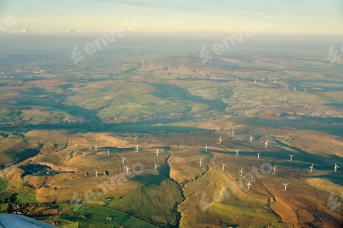 Preview: Landscape with wind turbines, Lancashire, UK