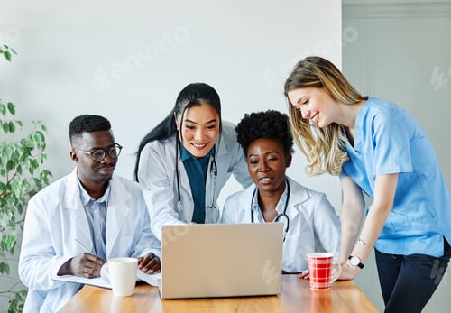 Preview: doctor hospital medical health medicine teamwork clinic healthcare laptop computer care team black