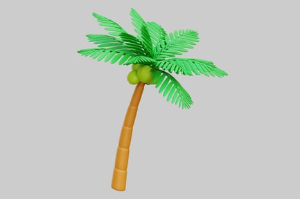 Preview: Stylized 3D Palm Tree With Coconuts