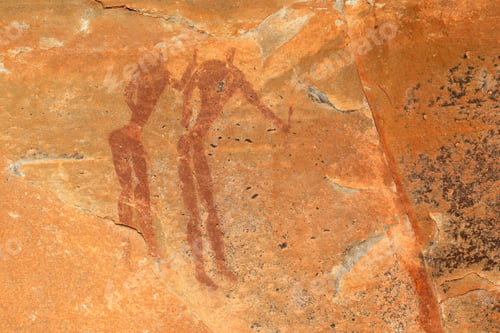 Preview: Bushmen (san) rock painting depicting human figures, Drakensberg mountains, South Africa