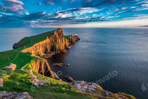 Preview: Wonderful sunset at the Neist point lighthouse in Scotland