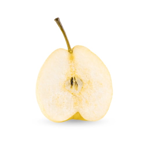 Preview: half yellow pear fruit on white background