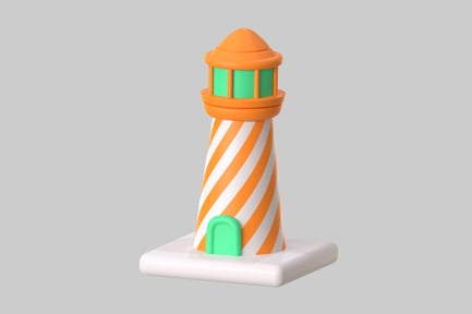 Preview: Cartoon orange striped lighthouse