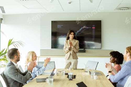 Preview: Insightful market analysis presentation by a professional at a modern conference room