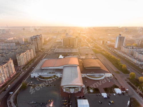 Preview: KYIV, UKRAINE - APRIL 21, 2017: Aerial view of International Exhibition Centre in Kyiv, Ukraine