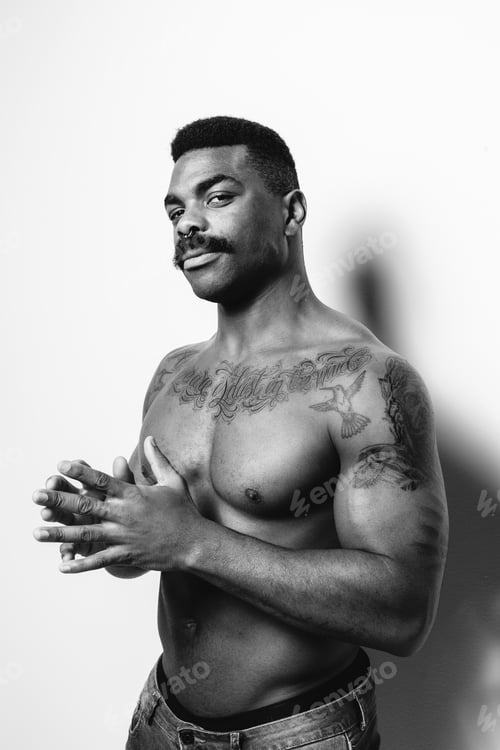 Preview: Muscle African American Man Over White Background