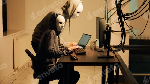 Preview: Hackers with white masks hacking network to steal passwords