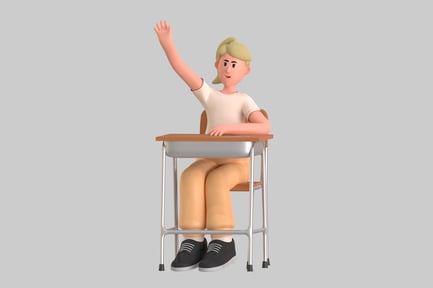 Preview: Cartoon Student Raising Hand