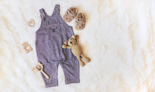 Preview: Clothing for young and newborns. Selective focus.