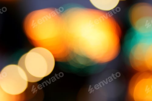 Preview: Blue, Red, Yellow, Blue, White Blurred Festive Bokeh Background With Stars For Christmas