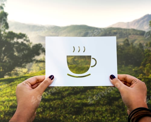 Preview: Beginning new day with cup of coffee perforated paper