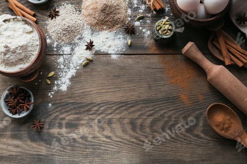 Preview: Ingredients for Cooking Bread or Cookies: Bran, Flour and Spices