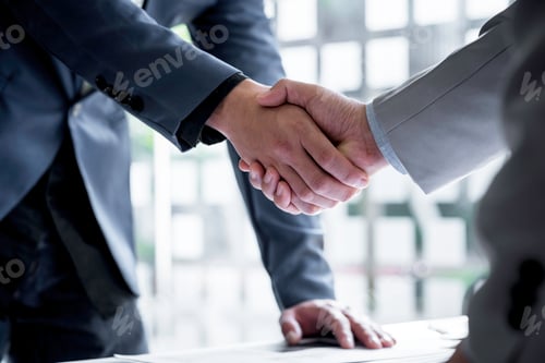 Preview: Business people handshake, successful negotiate and handshake concept, two businessman shake hand wi