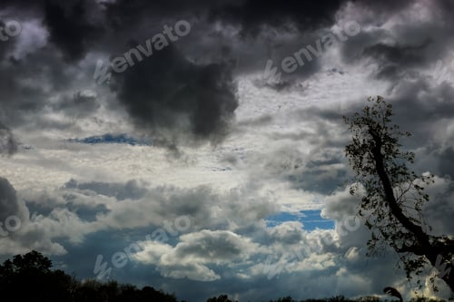Preview: Natural backgrounds: stormy sky Thundercloud with possible formation of a tornado with a slight