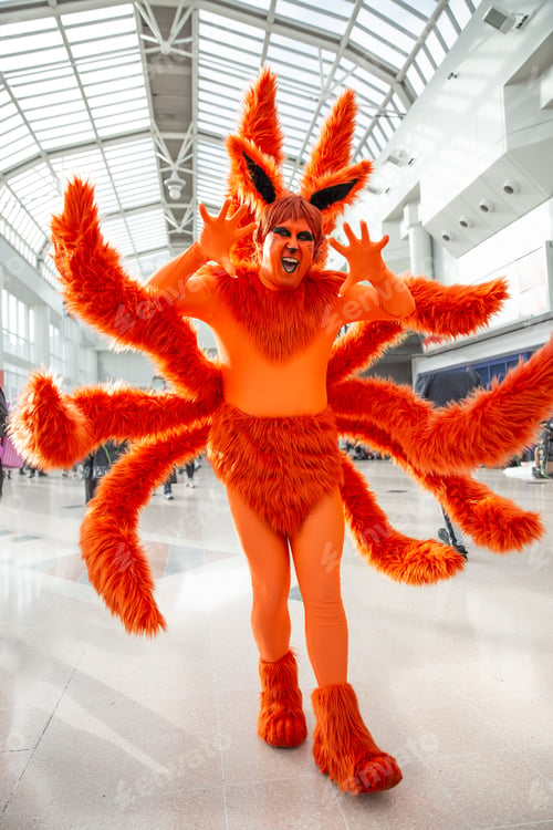 Preview: A colourful cosplayer dressed as a Japanese Anime monster