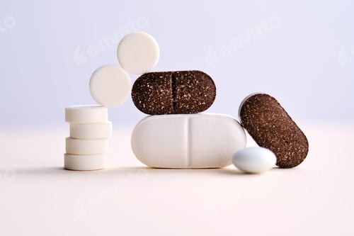 Preview: Pills and antibiotics on a blue background.