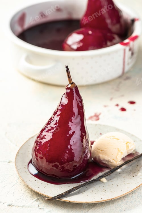 Preview: Red Wine Poached Pears. Autumn Spicy Warming Dessert