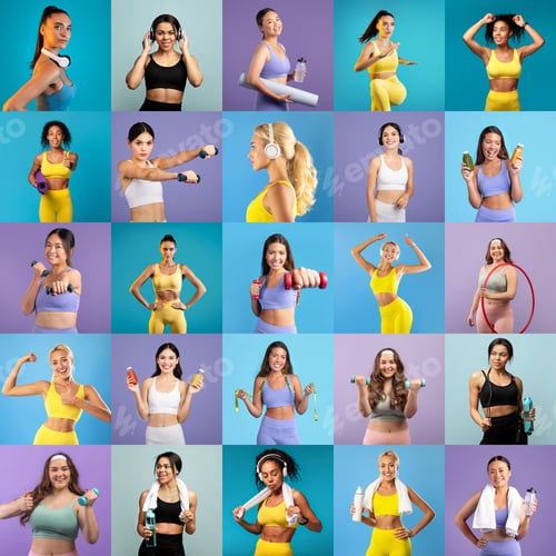 Preview: Women in vibrant workout gear enjoy a fitness group session