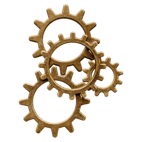 Preview: Group of bronze cogwheels