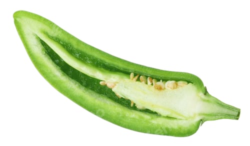 Preview: Half of green jalapeno pepper isolated on white