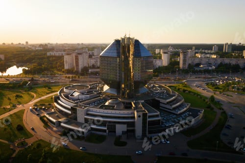 Preview: Top view of the National library and a new neighborhood with a Park in Minsk-the capital of the