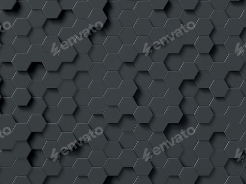 Preview: Abstract hexagons gray backdrop. 3d rendering geometric polygons.