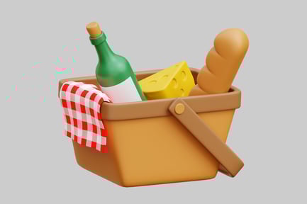 Preview: Picnic Basket With Wine, Cheese, and Bread