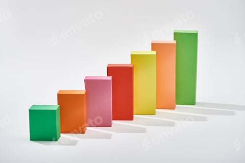 Preview: color blocks of analytical chart with shadow on white background