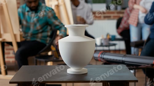 Preview: Vase model on table in front of art students to draw on canvas