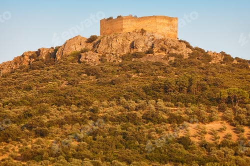 Preview: Picturesque castle fortress near Herrera del Duque. Badajoz, Extremadura. Spain