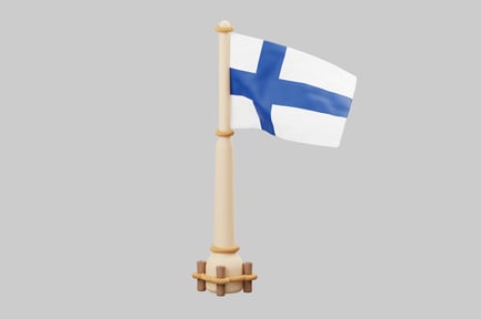 Preview: Finnish Flag on Flagpole