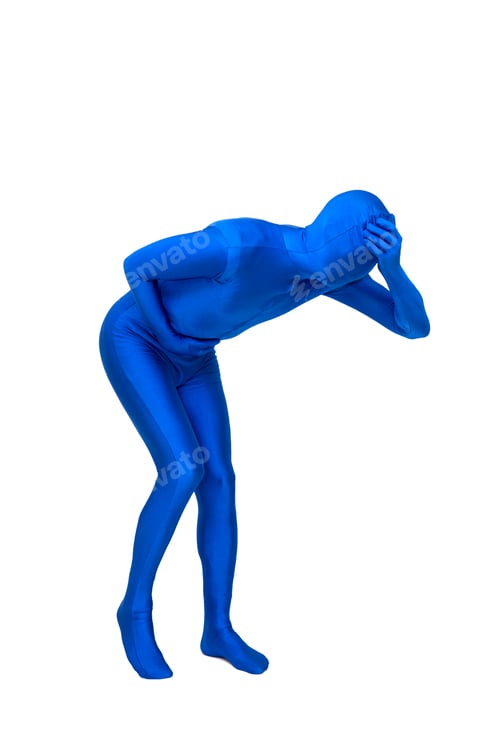 Preview: Mysterious blue man in costume has stomach pains