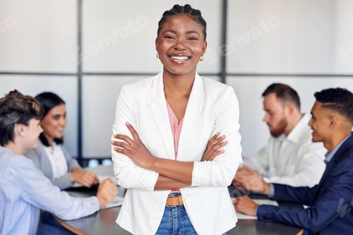 Preview: I never stop dreaming, its how I grow. Shot of a young businesswoman in the middle of a meeting.