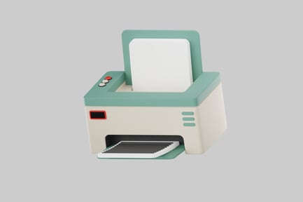 Preview: Cute cartoon printer with paper