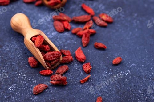 Preview: Goji berries on blue background