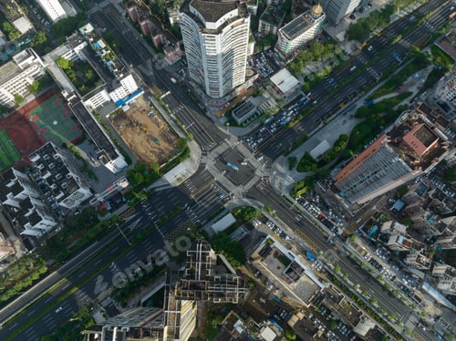 Preview: Shenzhen ,China - Circa 2022: Aerial view of landsccape in Shenzhen city, China