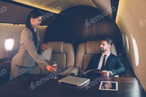 Preview: Businessman flying on his private jet