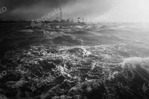 Preview: Amazing grayscale aerial shot of a stormy seascape