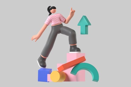 Preview: Stylized Female Character Climbing Shapes